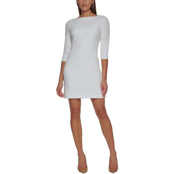 Tommy Hilfiger Dresses & Skirts - Tommy Hilfiger Womens Ivory Window Pane Boatneck Mini Sheath Dress NWT